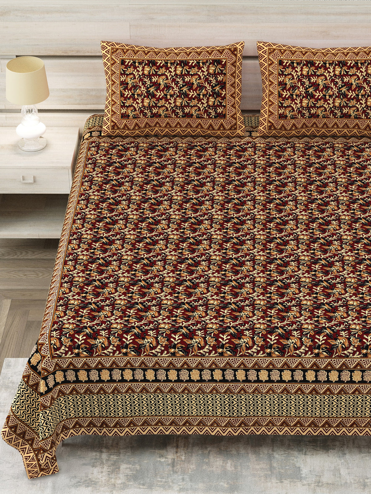 Royal Sanganer Brown Kalamkari Jaal Pure Cotton Double Bedsheet 90x108 with 2 Pillow Covers Bedsheet 1BcQ_bU80jUH9FEWNroN_Wjccp1XFpGRa_w2000