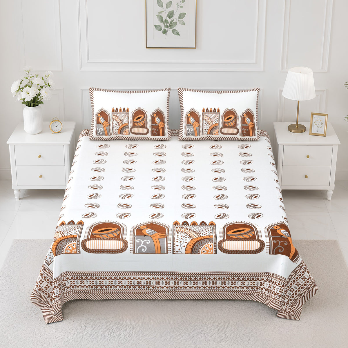 Elite Rust Mughal Arch Cotton Double Bedsheet 90x108 with 2 Pillow Covers Bedsheet 1BdkHjNJ9zpW7fYy6R2YaHXmgdWXED7uo_w2000