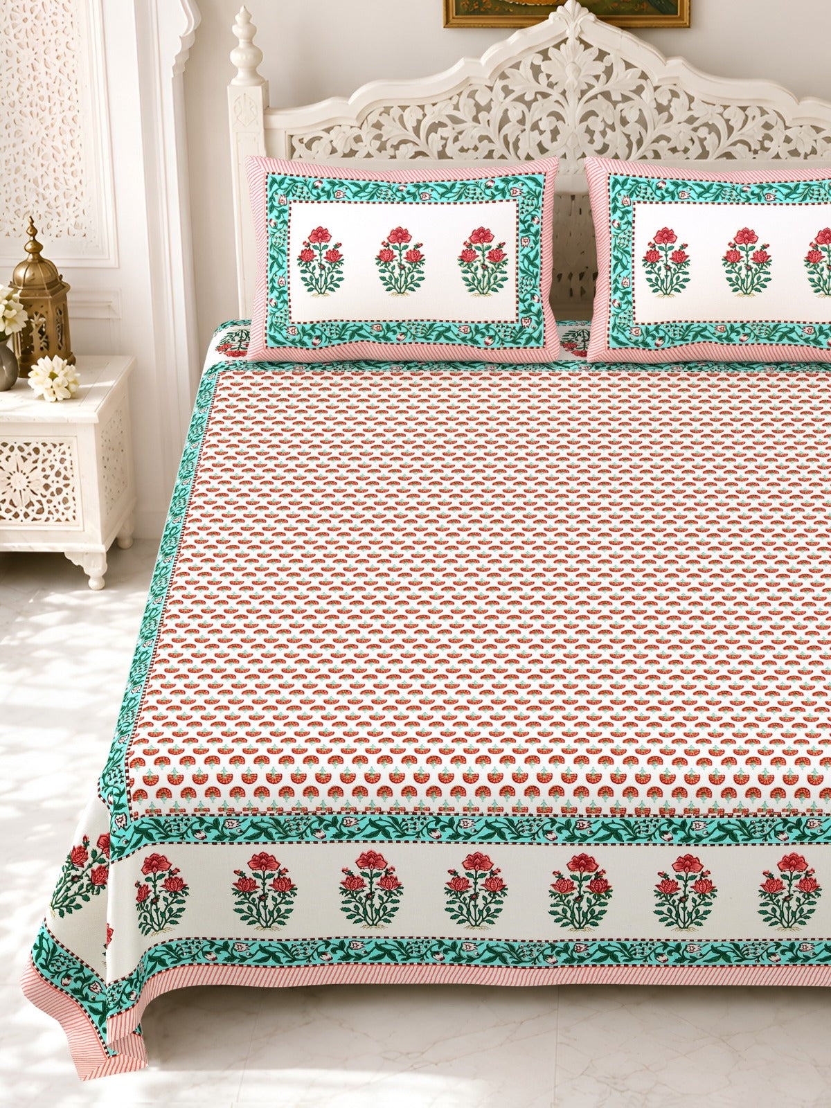 Premium Royal Block Peach Tulip Border Cotton Double Bedsheet 90x108 with 2 Pillow Covers Bedsheet 1BnuSmZ0c5MSSnxPJwZfHvZO1QnhRr7Es_w2000