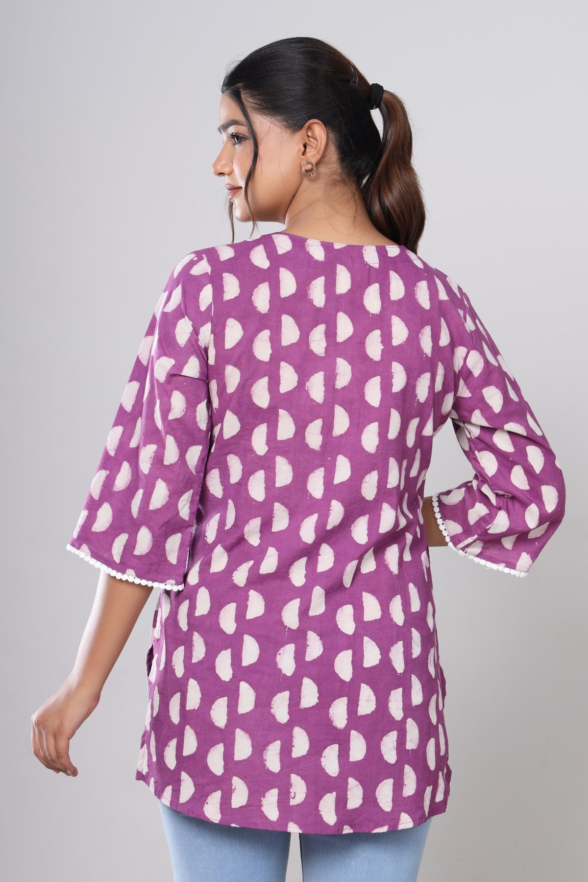 Purple Buta hand block short kurti – make to order wholesale – view 2