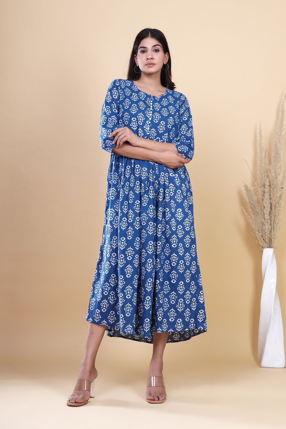Printed Cotton Tiered Kurti Dress – Blue Floral Long (Make to Order) Ready to Wear 1C_b_y6ypGO3xnUpakG9P6ZJ1vHCTBF0c_w2000