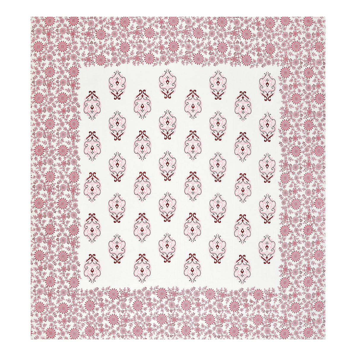 Kalashree Pink Paisley Border premium cotton double bedsheet 100x108 with 2 pillow covers – pink – wholesale Jaipur – view 5