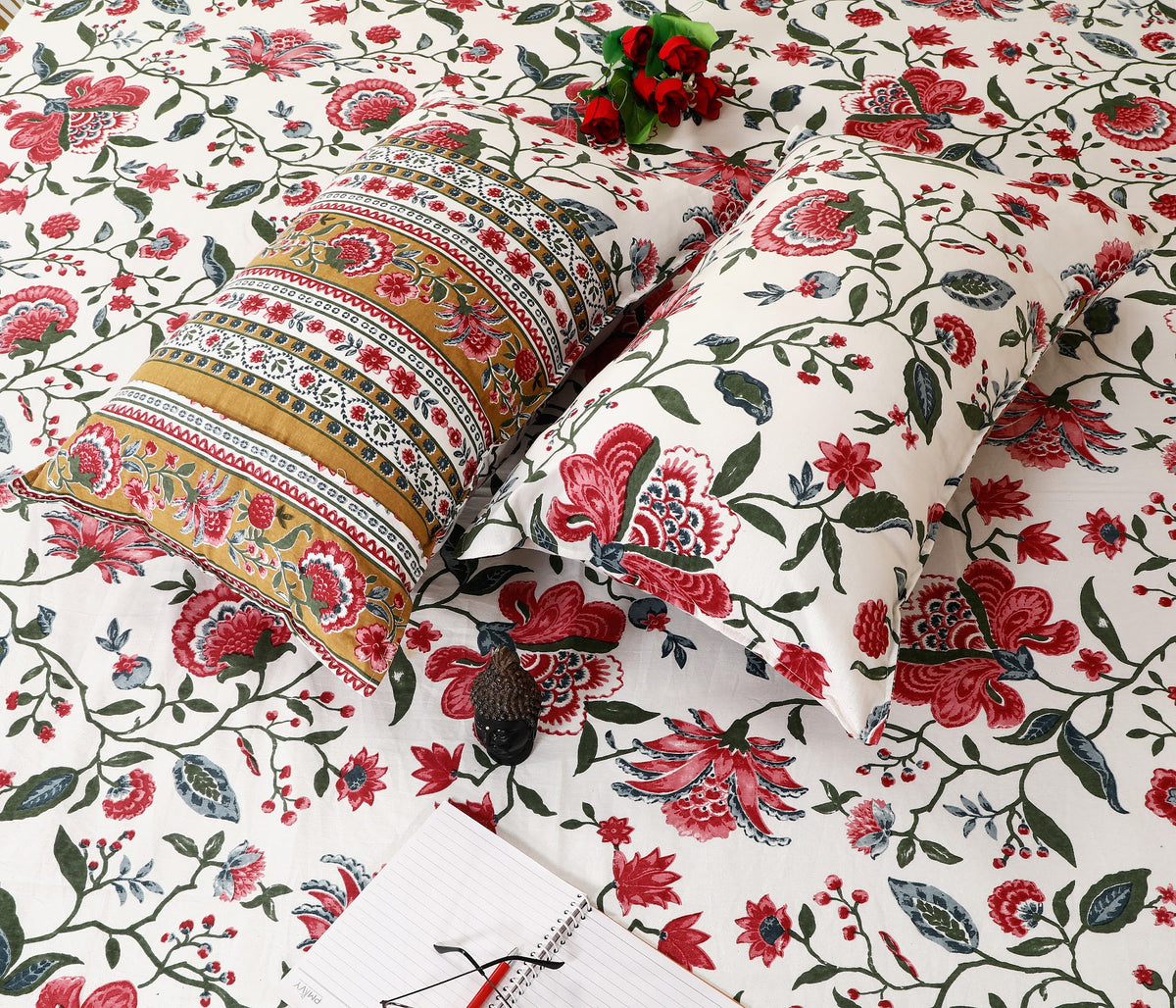 Bagru Mahal Rose Garden Bel Cotton King Size Bedsheet 108x108 with 2 Pillow Covers Bedsheet 1DTG9C8nUia-SKvGBOI7bXSa-Z0QwUbuz_w2000