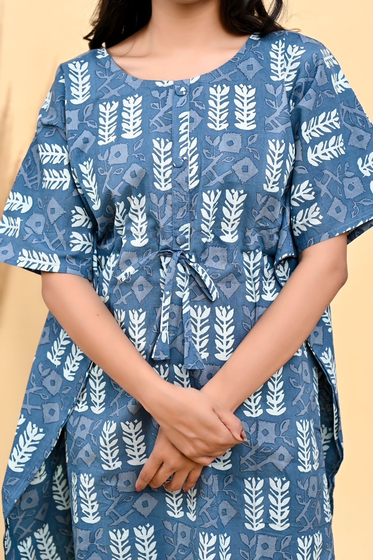 Printed Cotton Kaftan Dress 36 inch Knee Length – Blue White Buta (Make to Order) Ready to Wear 1DrvWab6FRIlZHQSpGzJT-fJ5IYan2lS0_w2000