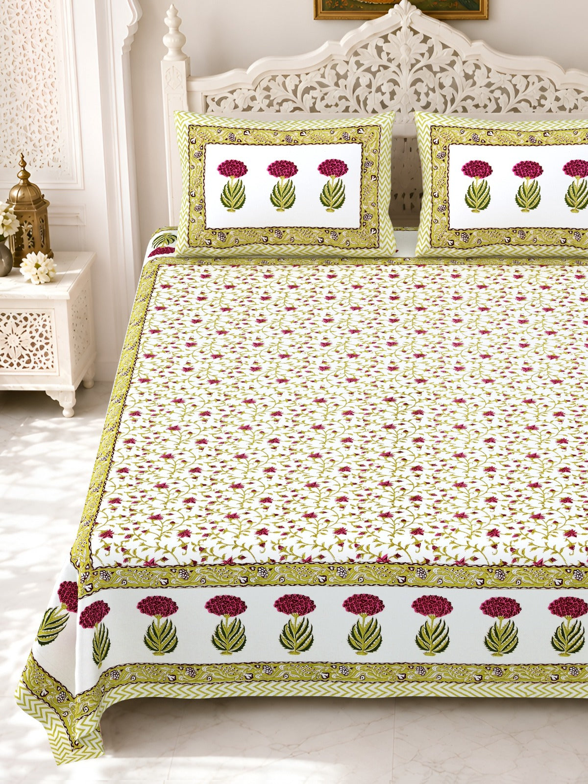 Premium Royal Block Yellow Tulip Border Cotton Double Bedsheet 90x108 with 2 Pillow Covers Bedsheet 1EVYvL5y6i8z81BZkTZUnxPBvHM0t77et_w2000