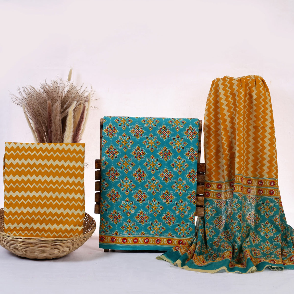 Hand Block Print Cotton Suit Material with Mulmul Dupatta | Firozi Sarson Buti – Teal Mustard Buti | Teal & Mustard | Wholesale Suit Material 1EWT6gDd2cglKTSqay_CL9iq87oerftUV_w2000
