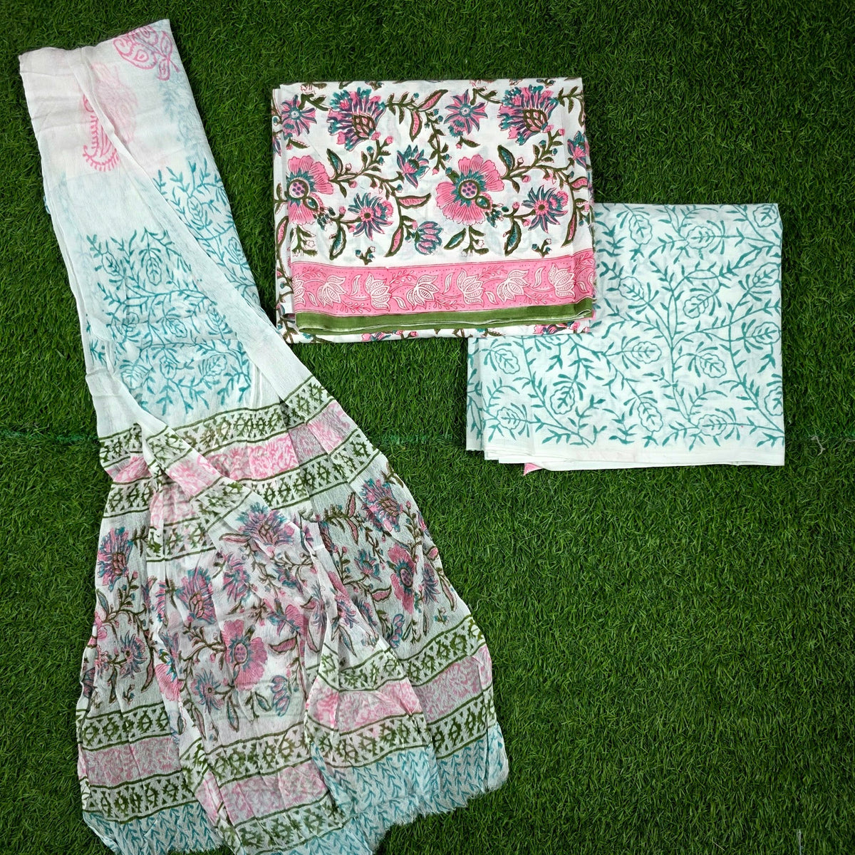 Gulnaar Pink Aqua Floral Hand Block Print Cotton Suit with Chiffon Dupatta – Unstitched 3 Piece Suit Material 1EY-HUAzFvirV4B0PdRmoTC4F5sObIX7H_w2000