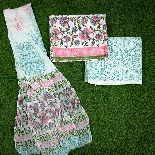 Gulnaar Pink Aqua Floral Hand Block Print Cotton Suit with Chiffon Dupatta – Unstitched 3 Piece Suit Material 1EY-HUAzFvirV4B0PdRmoTC4F5sObIX7H_w2000