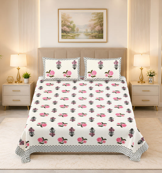 Kalashree Pink Rose Chevron Premium Cotton Double Bedsheet 100x108 with 2 Pillow Covers Bedsheet 1F63YxThWmnGCIQmiQSsSfBq6NCG19R9v_w2000