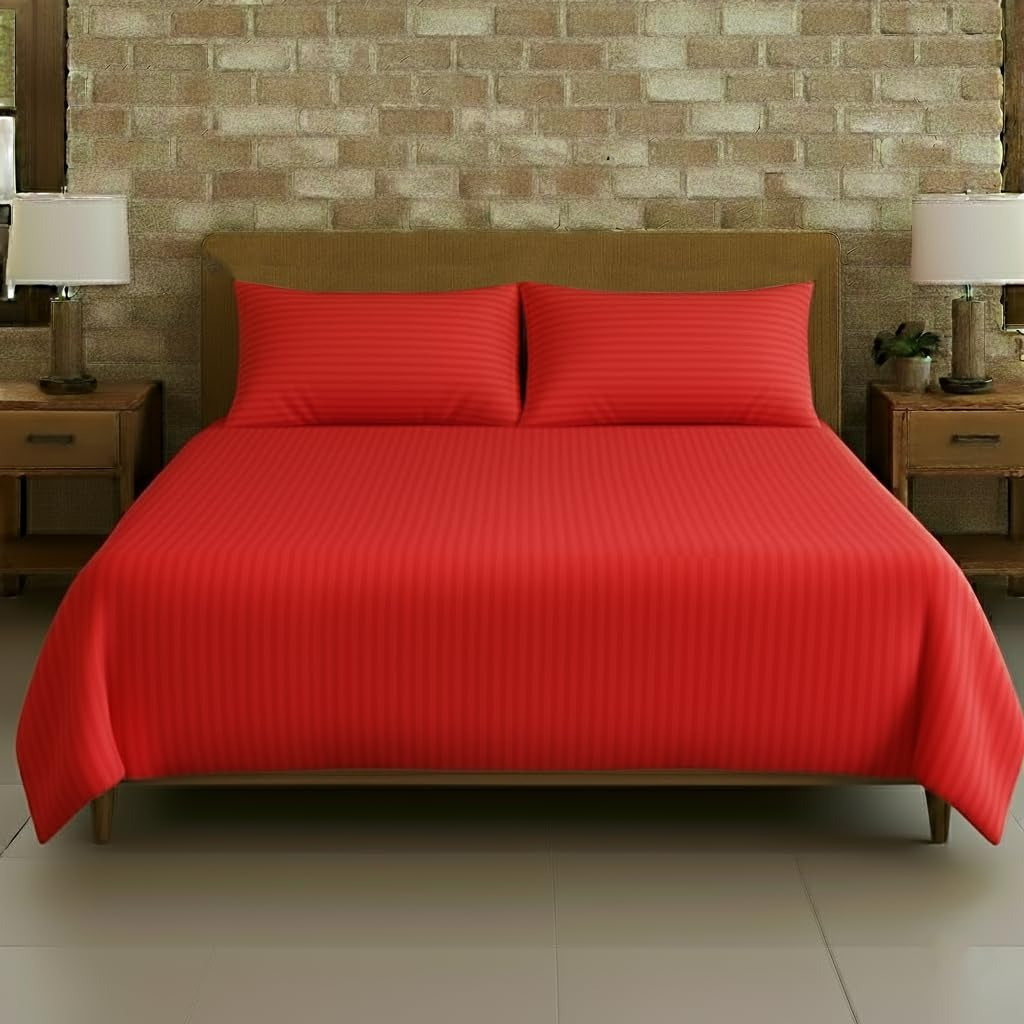 Plain Cotton Satin Stripe Double Bedsheet 93x108 with Pillow Covers | 10 Colours | Wholesale Red Bedsheet 1FF5PB37cEoSgIHqXm-jBQghwEjxbWUr2_s0