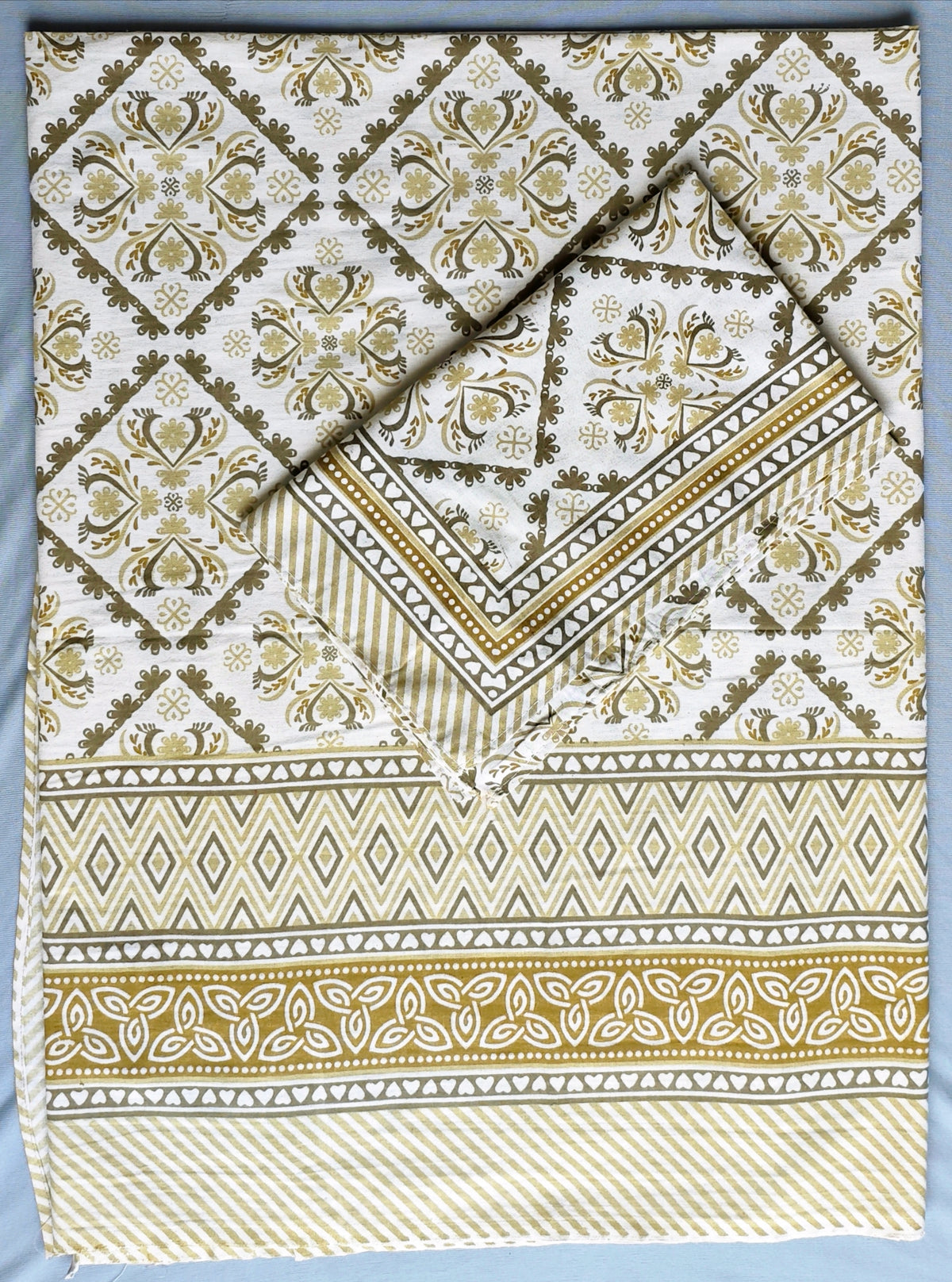 Saanjh Olive Diamond Trellis Cotton Single Bedsheet 60x90 with 1 Pillow Cover Bedsheet 1FoX_OV7XJsQWazlNHNlCbb22vFo6opjC_w2000