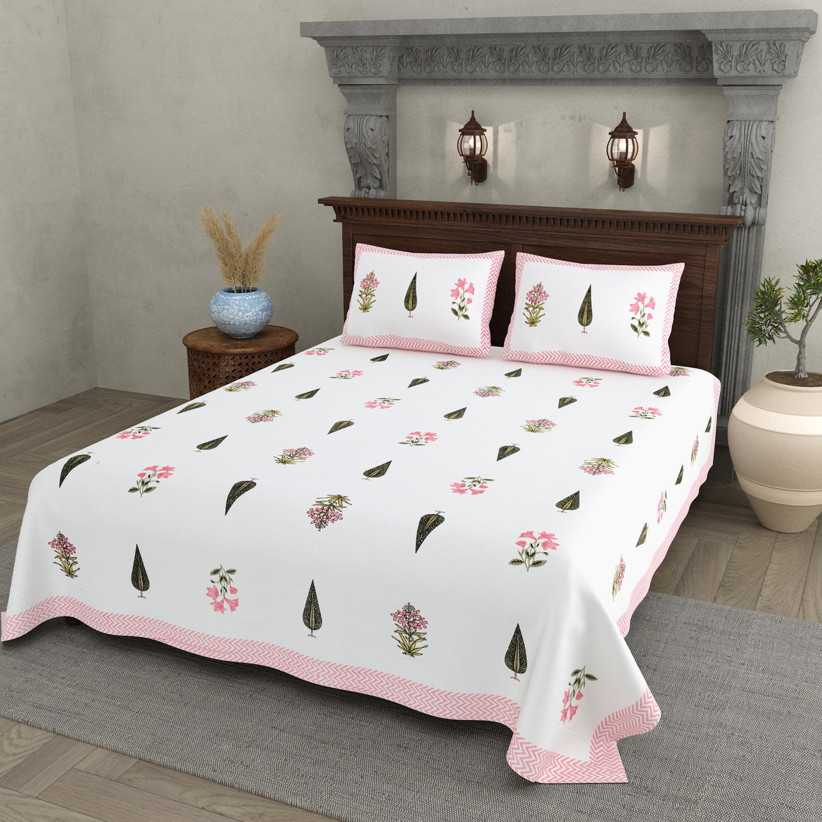 Moti Buta Pink Scatter Buta Cotton Double Bedsheet 90x108 with 2 Pillow Covers Bedsheet 1FxPKy_FwSYirgIsCekhTw54kLn-8DQnX_w2000
