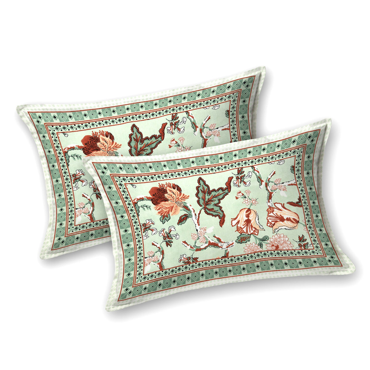 Unnati Sage Green Bird Floral Pure Cotton Double Bedsheet 90x108 with 2 Pillow Covers Bedsheet 1Gho2vNgb100TCoaX2FkRrKhvPO1Nrjgg_w2000