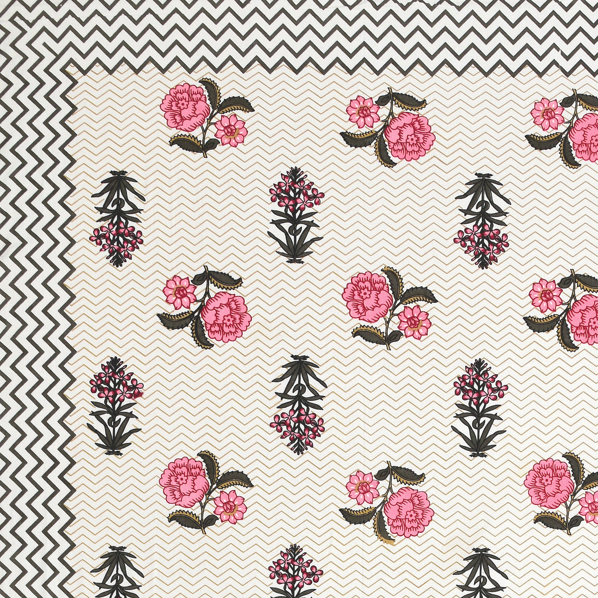 Kalashree Pink Rose Chevron premium cotton double bedsheet 100x108 with 2 pillow covers – pink – wholesale Jaipur – view 3