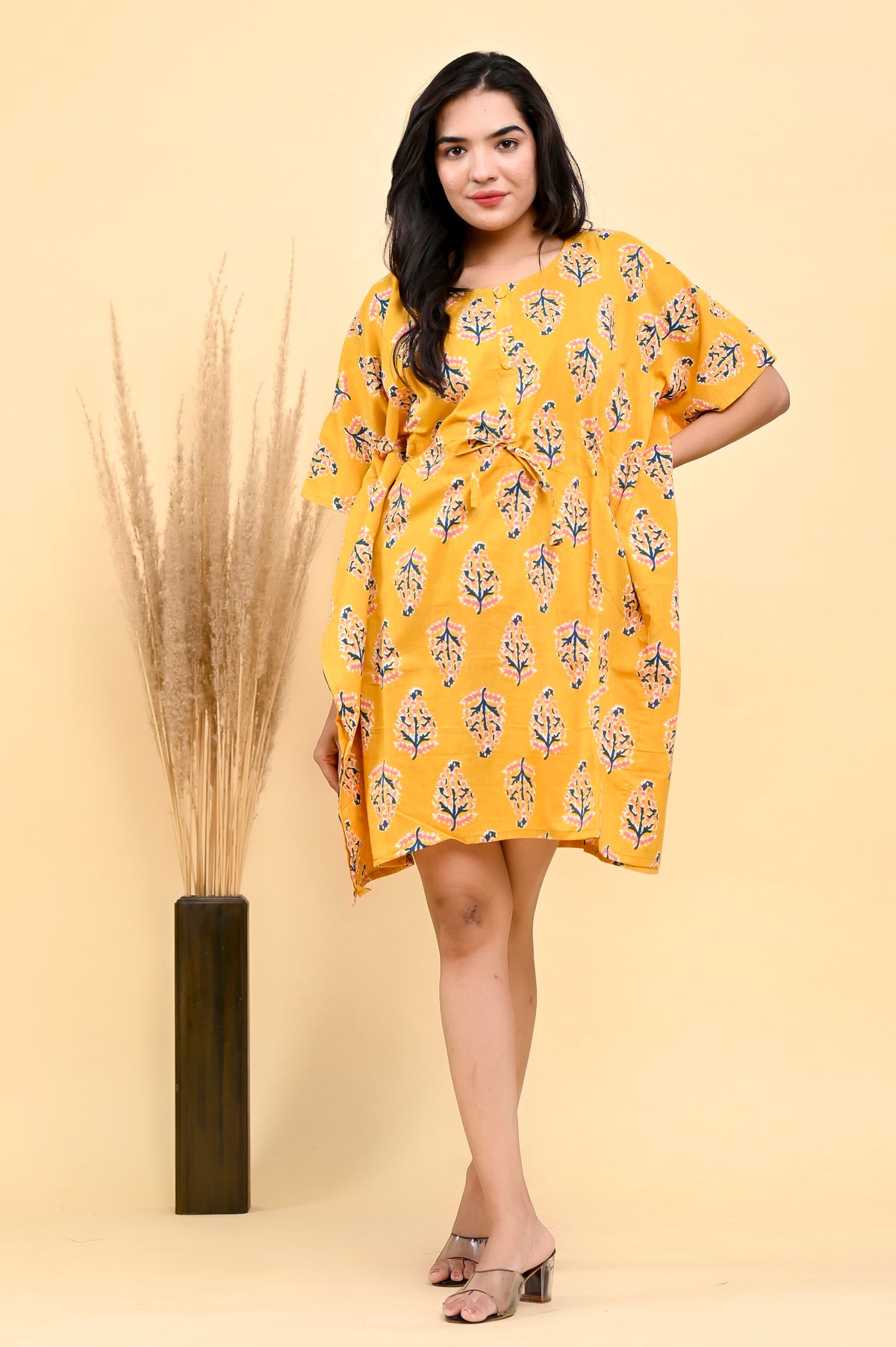 Orange Floral kaftan dress – make to order wholesale