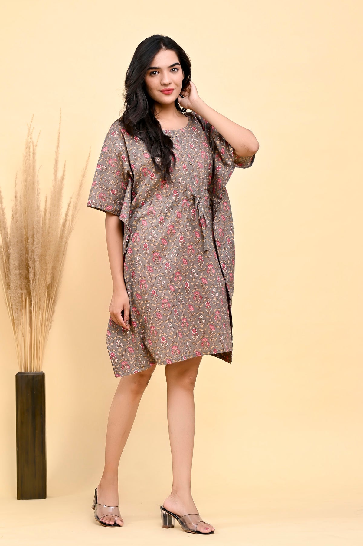 Printed Cotton Kaftan Dress 36 inch Knee Length – Mauve Floral (Make to Order) Ready to Wear 1Hcdjv4XBmtmJmaMYg8evwseD2NMjK76q_w2000