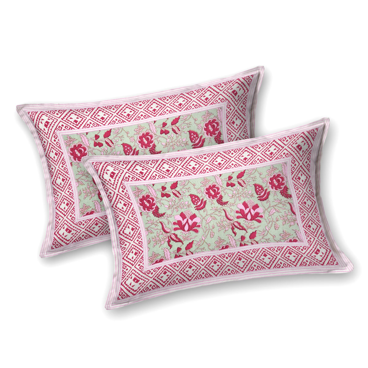 Rani Pink Floral Bel pure cotton double bedsheet 90x108 – Unnati collection – view 5