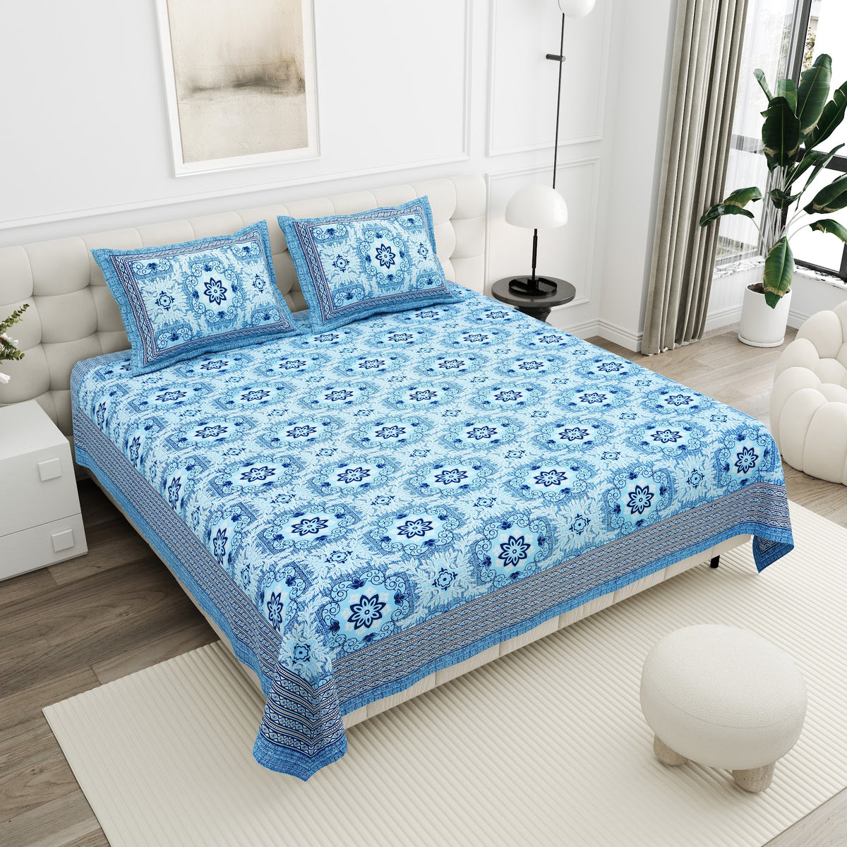 Neelam Cobalt Medallion Cotton Double Bedsheet 90x108 with 2 Pillow Covers Bedsheet 1HhkMvkyeeIlOKDgbgq4vqrmZYJ6nQ2nl_w2000
