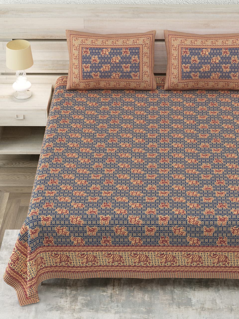 Royal Sanganer Indigo Rust Jaal Pure Cotton Double Bedsheet 90x108 with 2 Pillow Covers Bedsheet 1I809dQEksWmZY1kGfw9D_RL4M7T9Wr9v_w2000