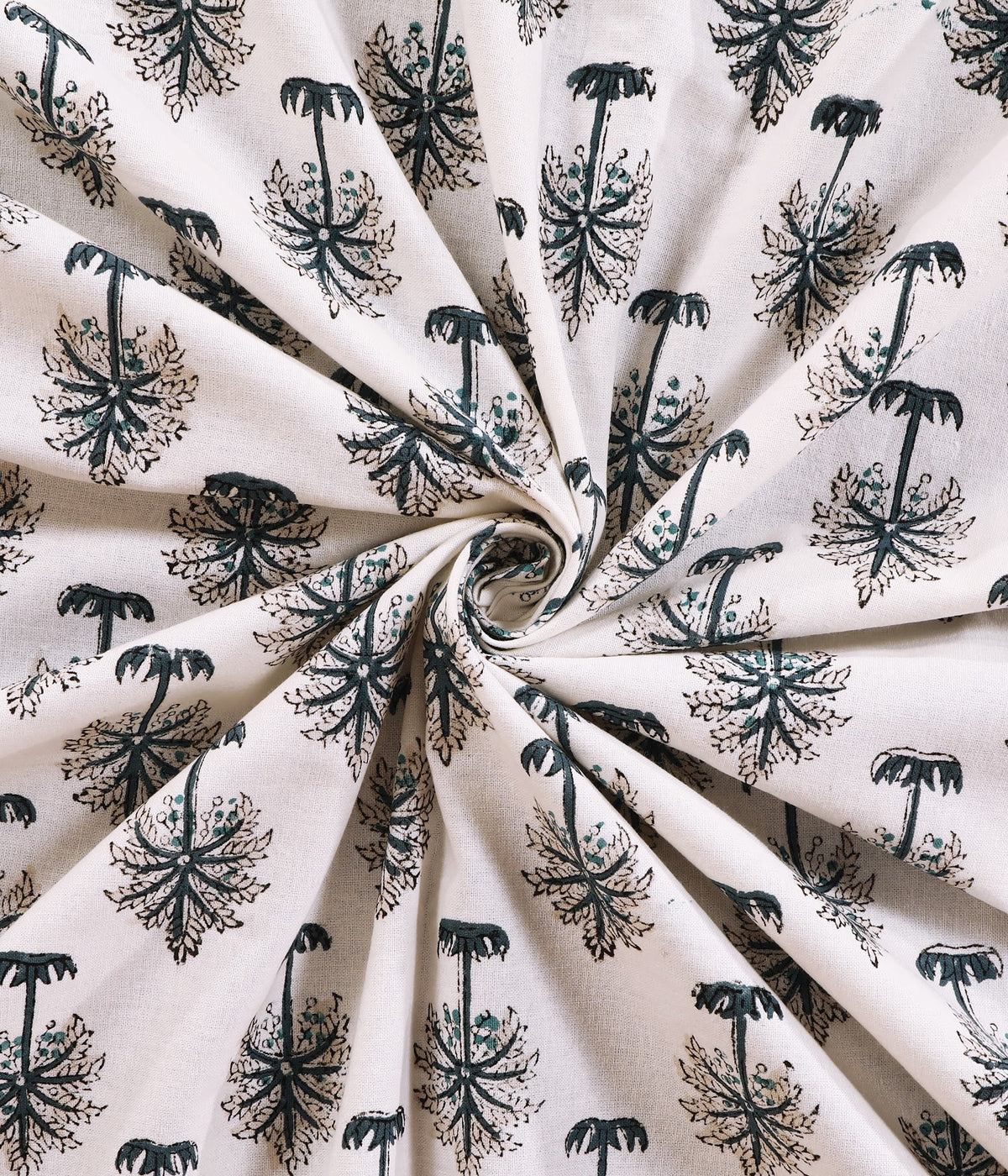 Midnight Palm hand block printed Murugan cotton double bedsheet 95x108 with 2 pillow covers – charcoal grey – wholesale Jaipur – view 9