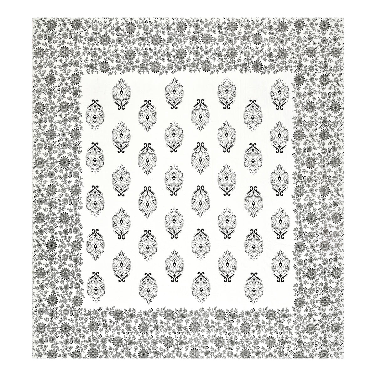 Kalashree Grey Paisley Border premium cotton double bedsheet 100x108 with 2 pillow covers – grey and black – wholesale Jaipur – view 5