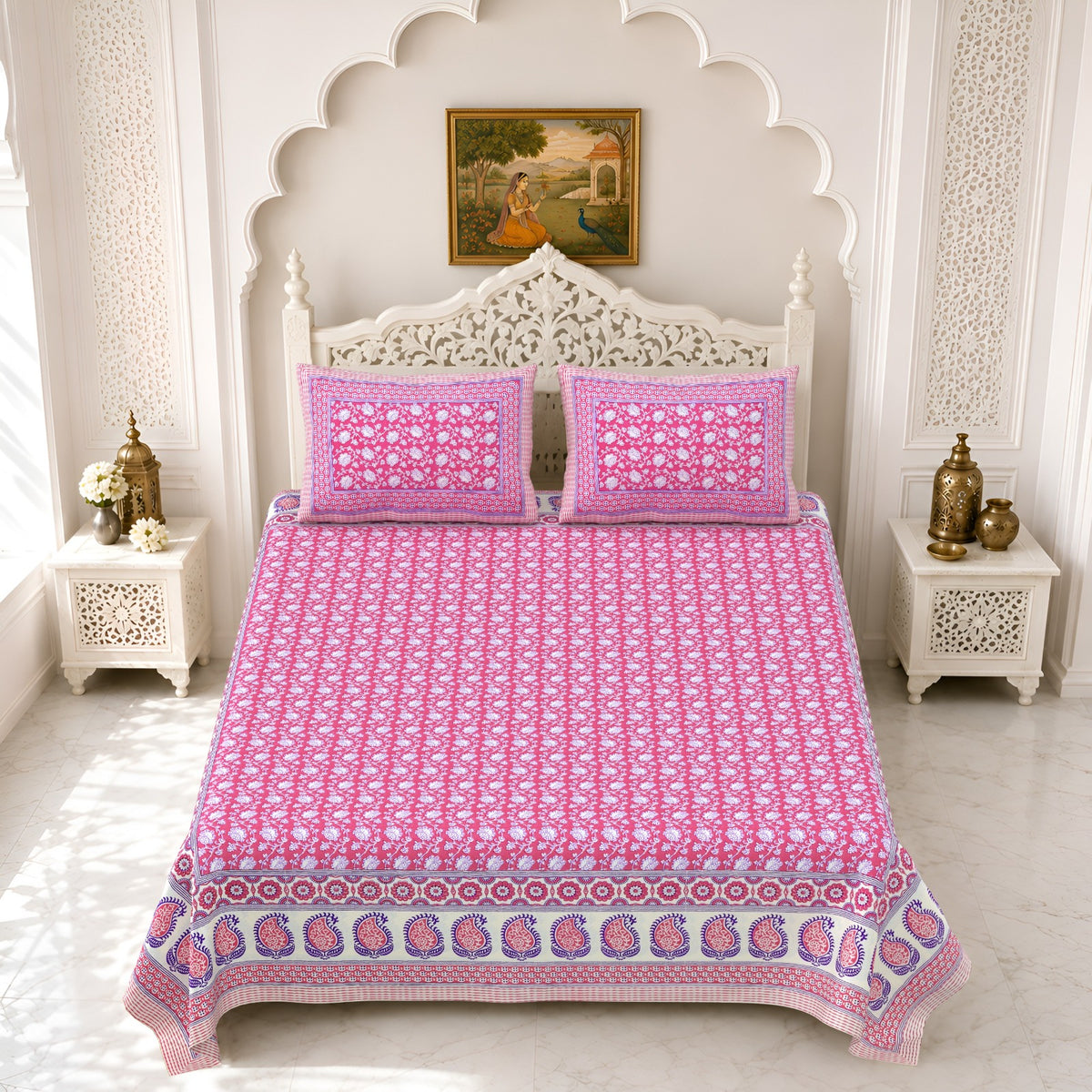 Premium Royal Block Pink Booti Cotton Double Bedsheet 90x108 with 2 Pillow Covers Bedsheet 1IjkzUt3zNcQhJMM1KpJ9ZN8SCqpO1LA1_w2000