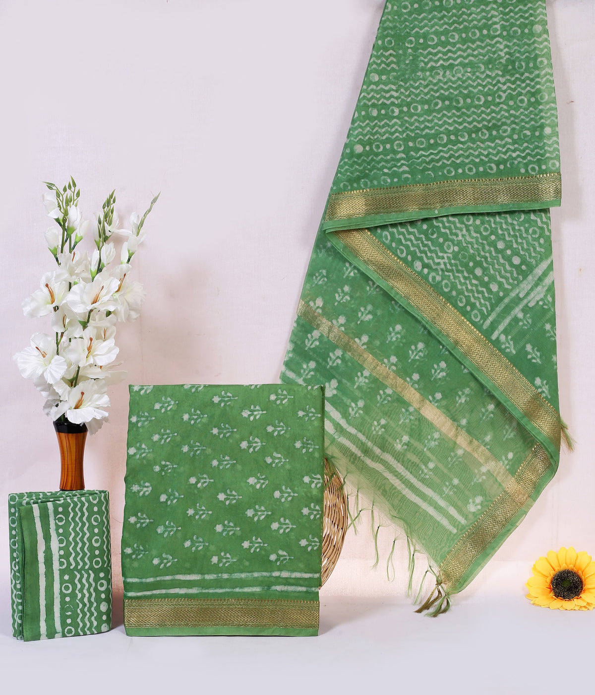 Maheshwari Silk Hand Block Print Suit Material | Haryali Buti – Leaf Green Buti | Leaf Green | Golden Zari Border | Wholesale Suit Material 1IjqkvmNuEFX2RpBjDxM92hEMZKXOfV-8_w2000