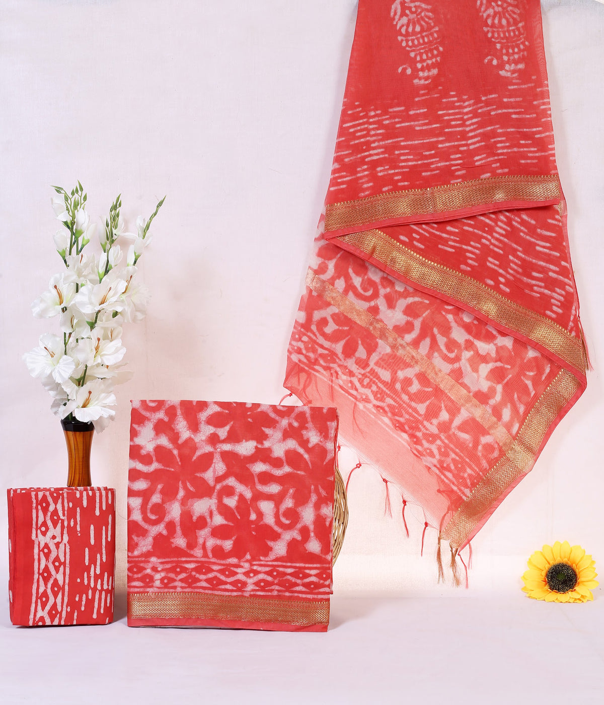 Maheshwari Silk Hand Block Print Suit Material | Laal Phool Jaal – Coral Red Floral | Coral Red | Golden Zari Border | Wholesale Suit Material 1Iq_k0Md35OpWyIs7HHuVJc86KS-n25q3_w2000