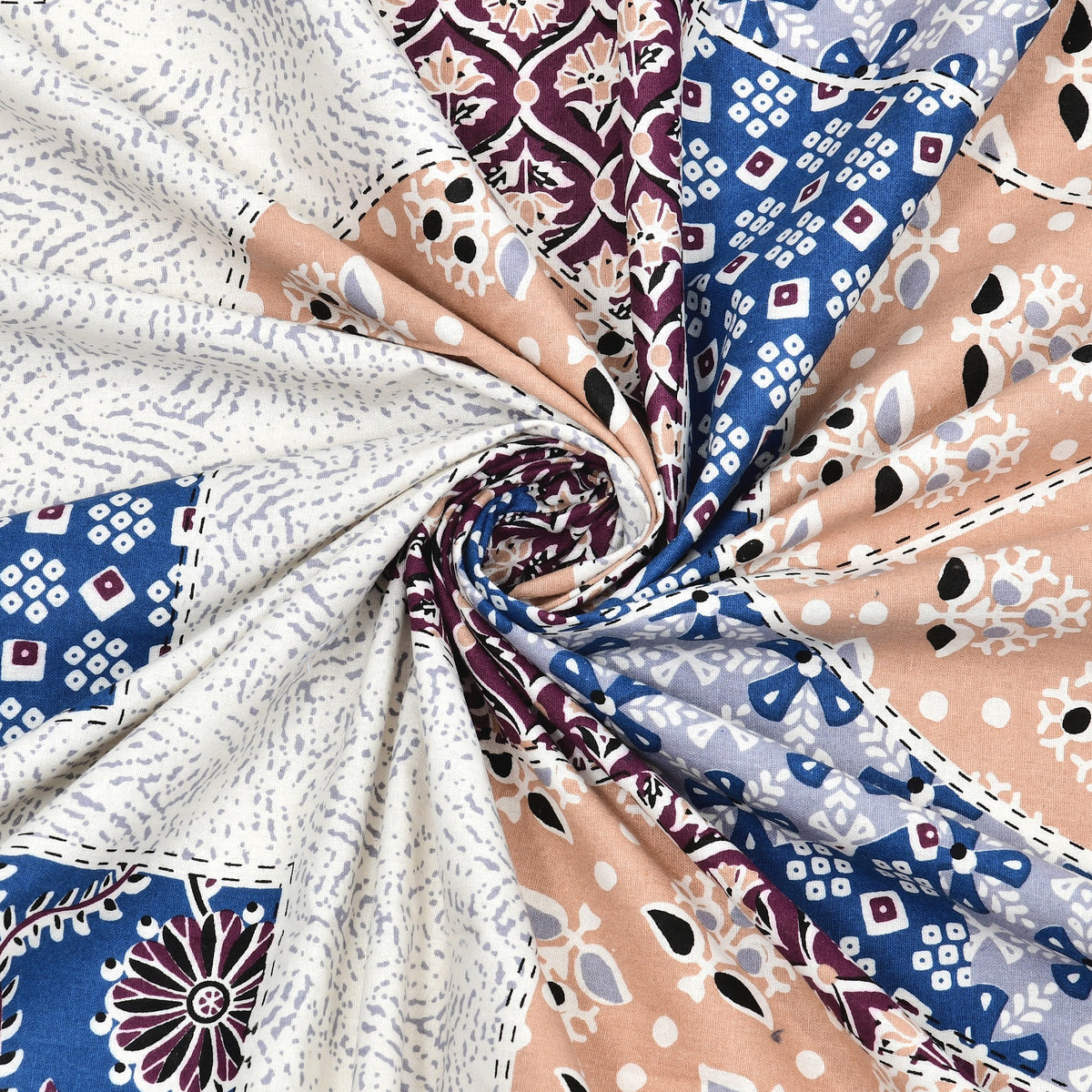 Elora Mauve Patchwork Medallion Murugan cotton single bedsheet 60x90 with pillow cover – mauve – wholesale Jaipur – view 6