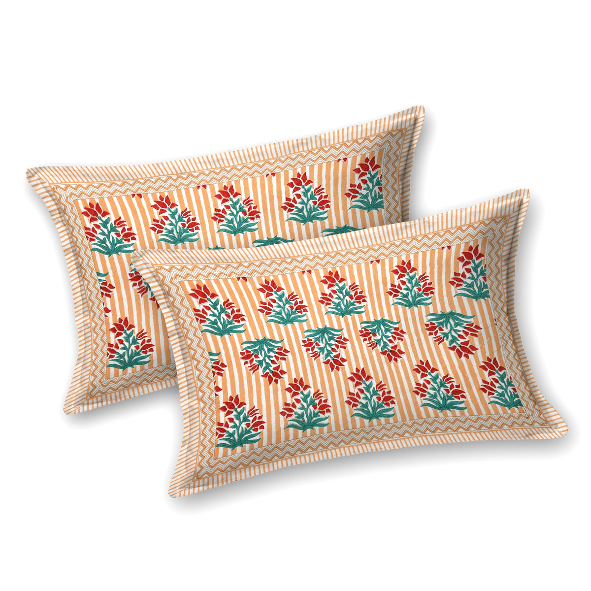 Unnati Peach Teal Buta Pure Cotton Double Bedsheet 90x108 with 2 Pillow Covers Bedsheet 1J6ZJobhzivbAUDUhWBmxqReROCV_Bews_w2000