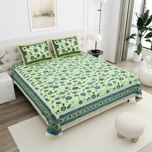 Haveli Lime Floral Cotton Double Bedsheet 90x108 with 2 Pillow Covers Bedsheet 1JKWrxsHGFLl-3S-gGNp1Rs0KA6YaqA4F_w2000
