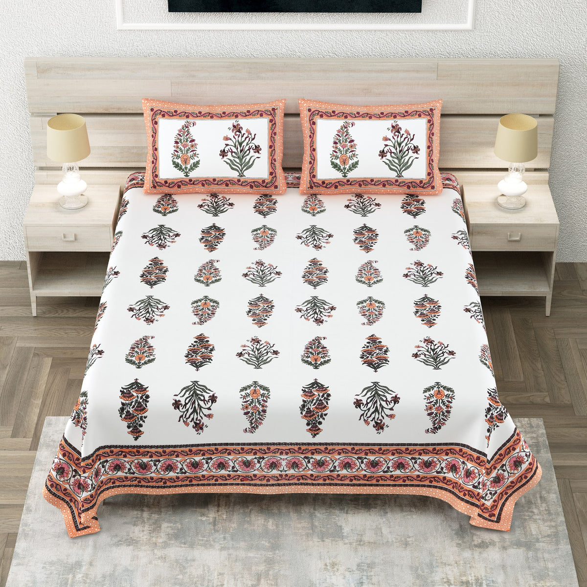 Rust Mughal Buta Cotton Super King Bedsheet 108x108 with 2 Pillow Covers Bedsheet 1J_eNCeeE0YIZHTpoVvxkV4o1mzdWkzA__w2000