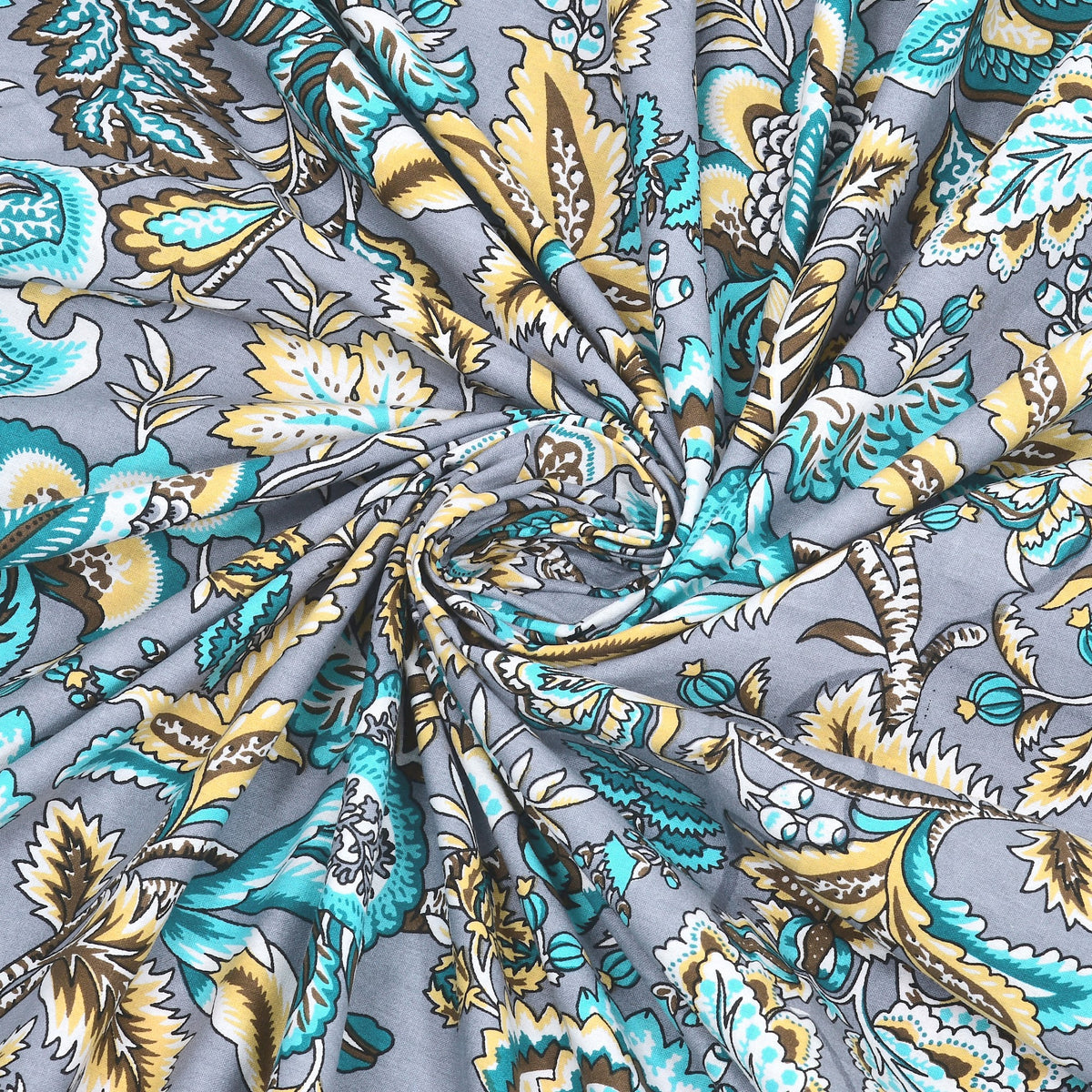 Kalashree Grey Aqua Floral Jaal premium cotton double bedsheet 100x108 with 2 pillow covers – grey and aqua – wholesale Jaipur – view 6