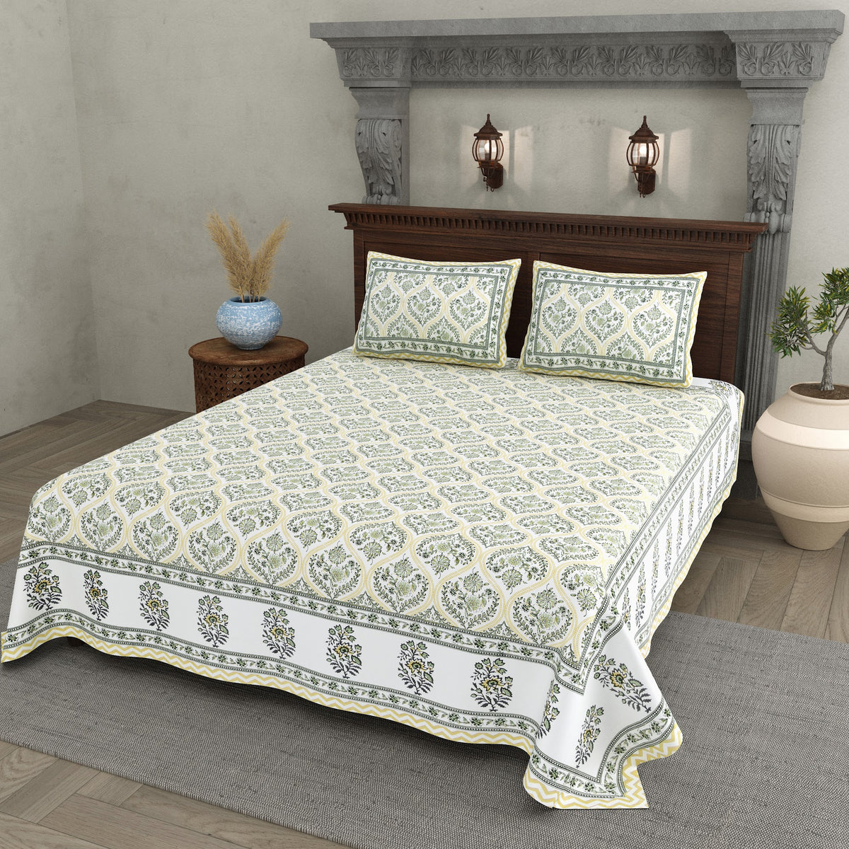 Haveli Cream Damask Cotton Double Bedsheet 90x108 with 2 Pillow Covers Bedsheet 1JvnMlBJjChJeWntlndnMPgDHqqXoppmg_w2000