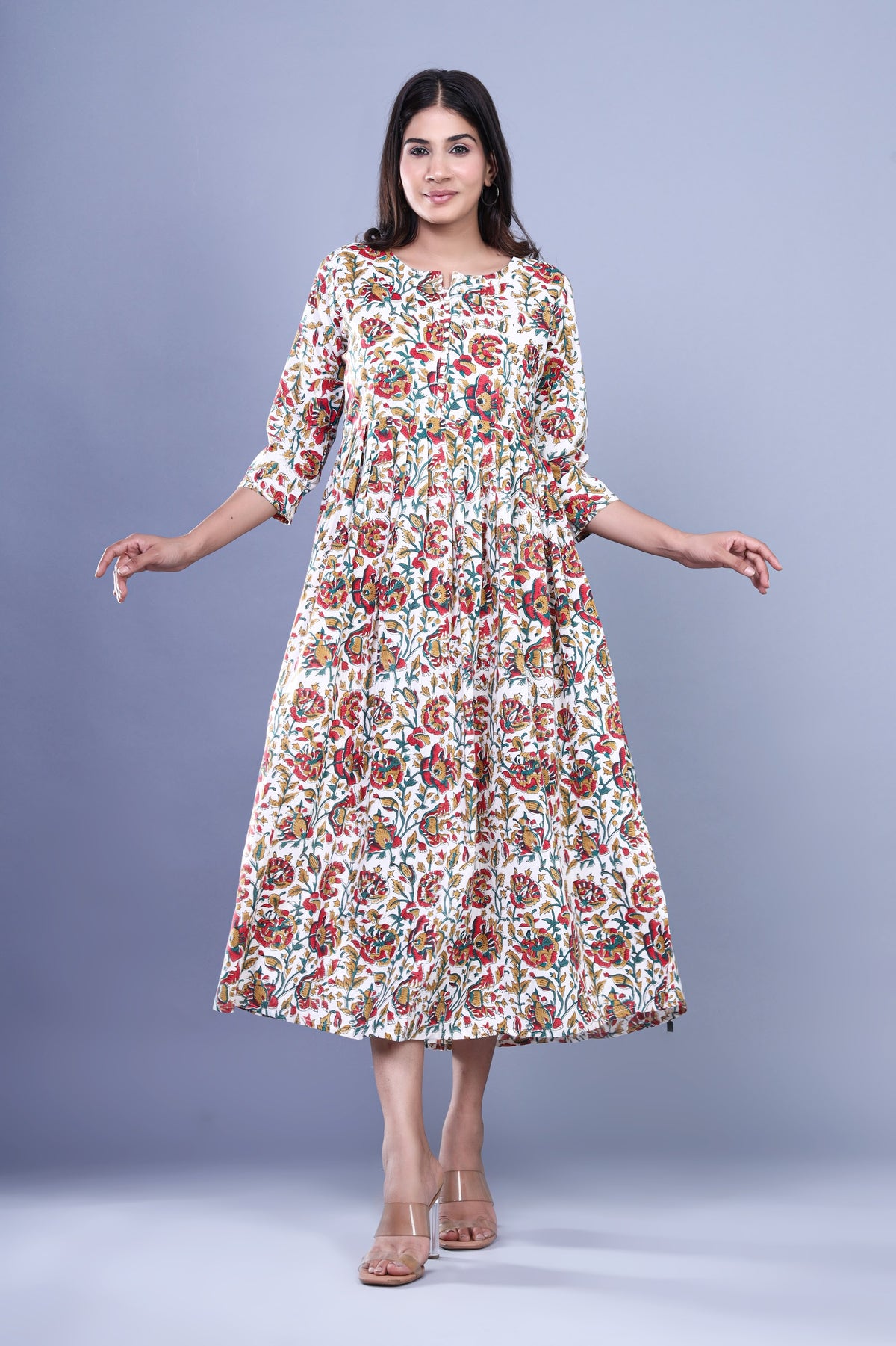 Printed Cotton Tiered Kurti Dress – Red Multi Floral Long (Make to Order) Ready to Wear 1JxMYLsu2WVvjfMrUeSXa82kRCTTj6tHT_w2000
