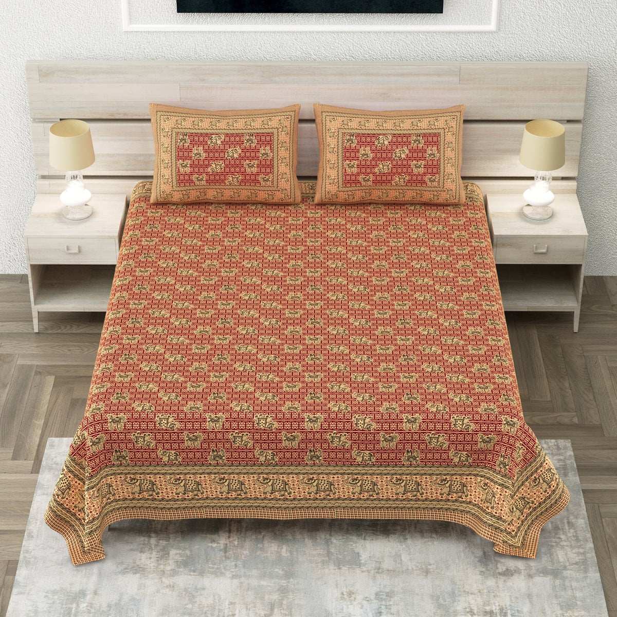 Royal Sanganer Saffron Orange Jaal Pure Cotton Double Bedsheet 90x108 with 2 Pillow Covers Bedsheet 1KB7Oj7IPkrbdfdh1yQXOrVr5EvHGtL_0_w2000