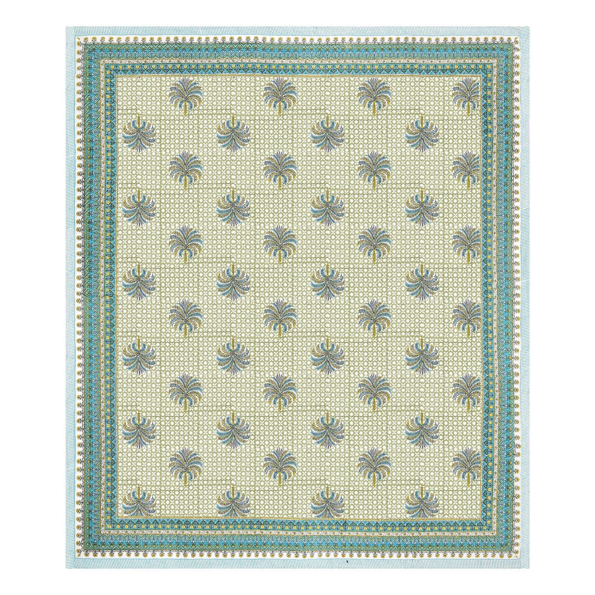 Mint Green Palm Buta pure cotton double bedsheet 90x108 – Unnati collection – view 3