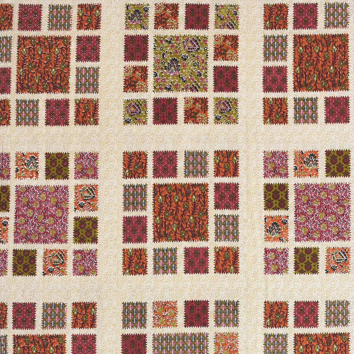 Kalashree Rust Patchwork Check premium cotton double bedsheet 100x108 with 2 pillow covers – rust and multicolour – wholesale Jaipur – view 3