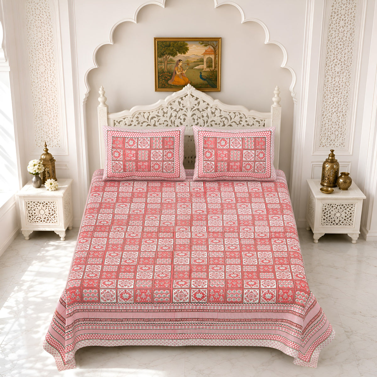 Premium Royal Block Pink Check Cotton Double Bedsheet 90x108 with 2 Pillow Covers Bedsheet 1Kt7R8MxpY-SlHWsLAXrm83E2wFbTf6cF_w2000