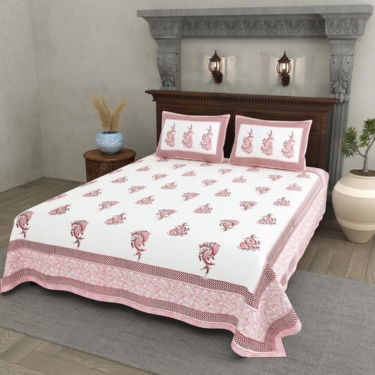 Moti Buta Pink Big Buta Cotton Double Bedsheet 90x108 with 2 Pillow Covers Bedsheet 1Kx049QX4UJvqB7a7I8NlBktrIm2ZHRAa_w2000