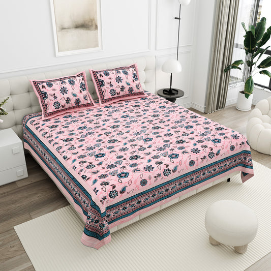 Gulabi Pink Teal Floral Cotton Double Bedsheet 90x108 with 2 Pillow Covers Bedsheet 1LGmhQf-3odIWeielfXWTaNXKhjAGj-aI_w2000