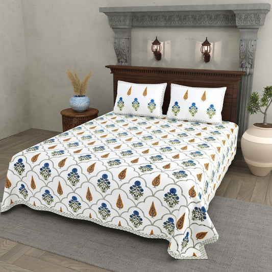 Moti Buta Multicolour Ogee Buta Cotton Double Bedsheet 90x108 with 2 Pillow Covers Bedsheet 1LTTrm3ICsdGdBSc3-WmYJn2i2SyiSOKx_w2000