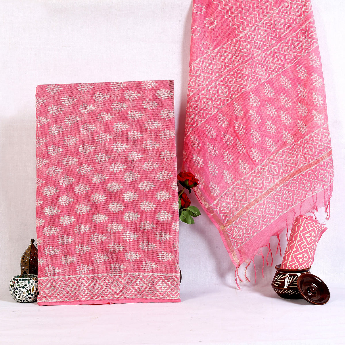 Pink Buta Hand Block Print Pure Kota Doria Suit | Gulabi Rani Buta | Unstitched 3 Piece (Top & Dupatta Kota) | Wholesale Suit Material 1LdrD615-oVmYmiP4Uw28tfSyFwBdgBxe_w2000