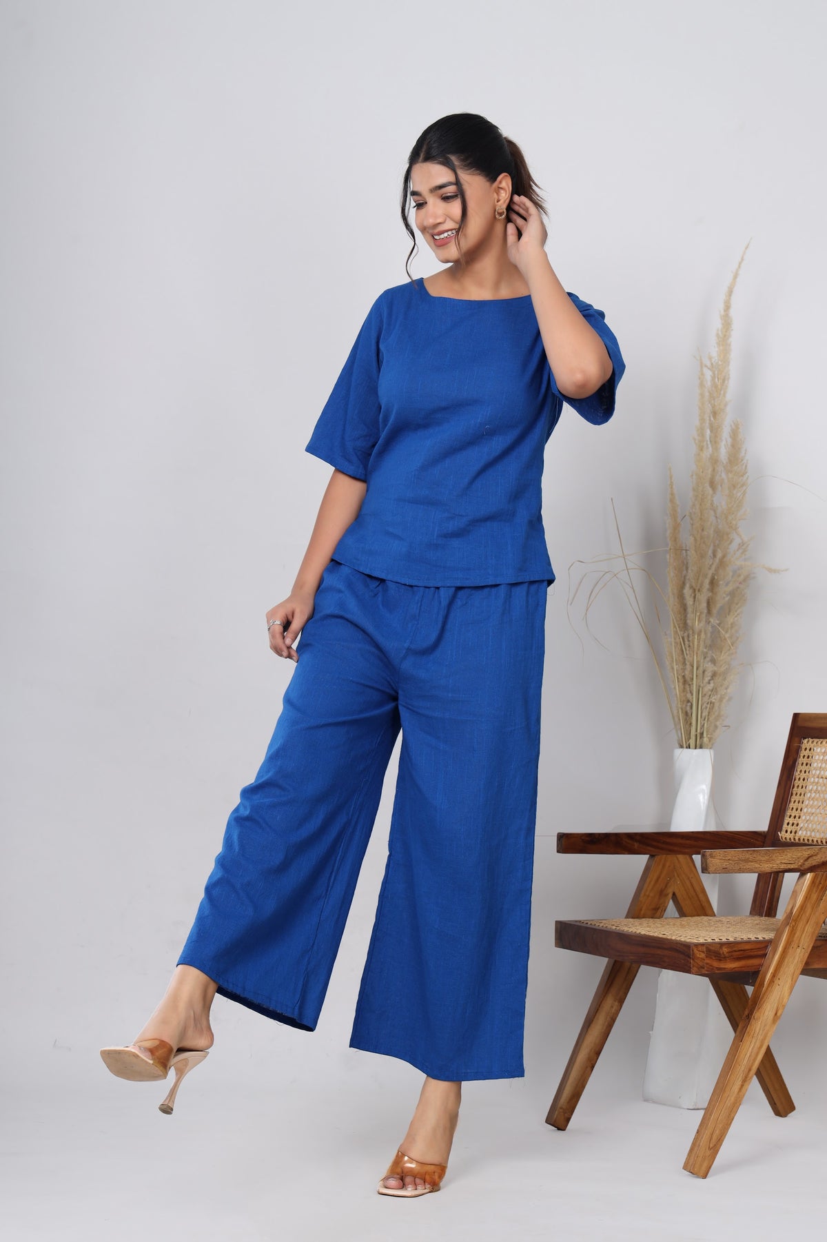 Royal Blue solid co-ord set – make to order wholesale – view 4