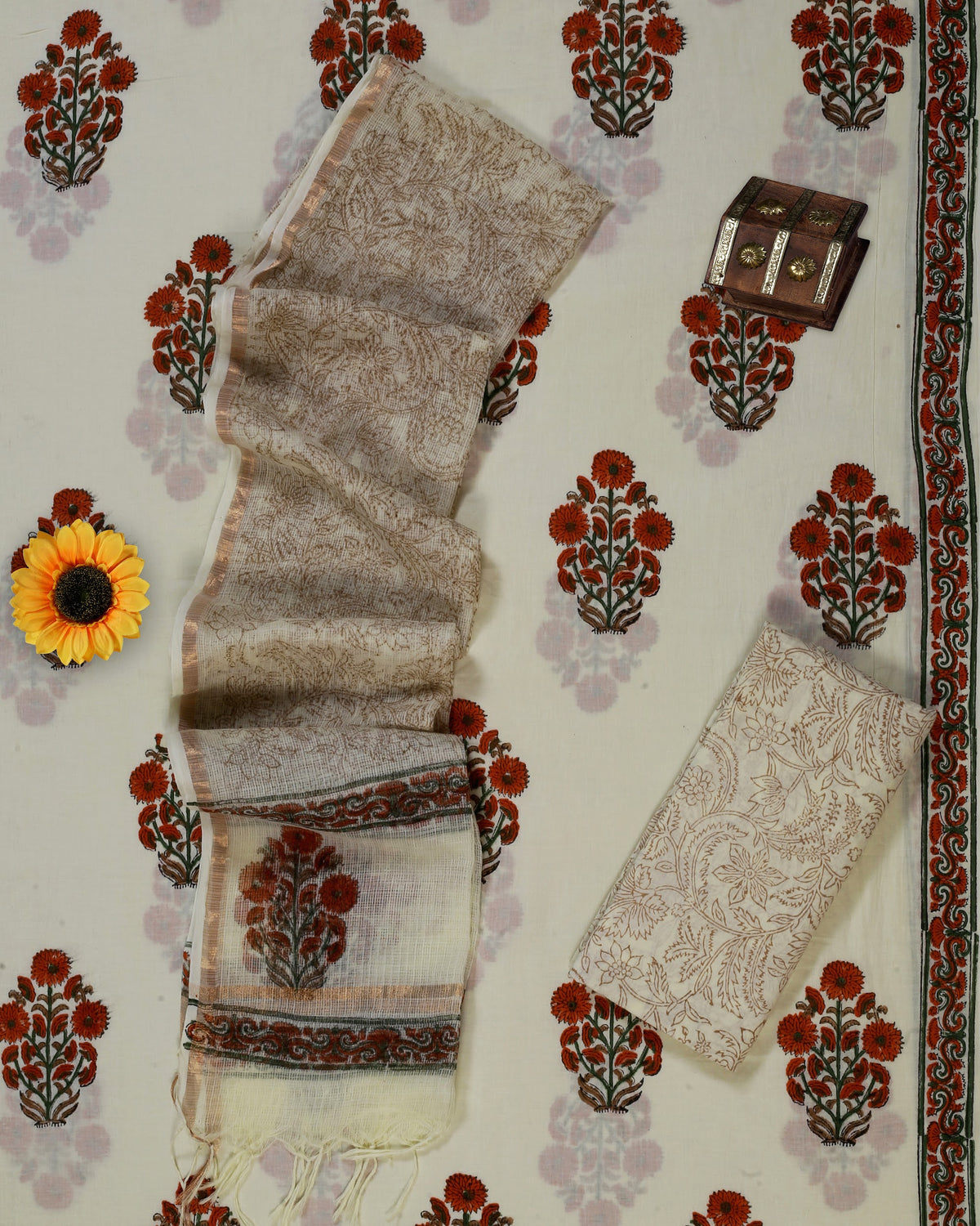 Rangeen Ivory Red Mughal Buta Hand Block Print Cotton Suit with Kota Doria Dupatta – Unstitched 3 Piece Suit Material 1MZZT0MDmiPdDvZR4_6vvBQFguA8aZtQ9_w2000