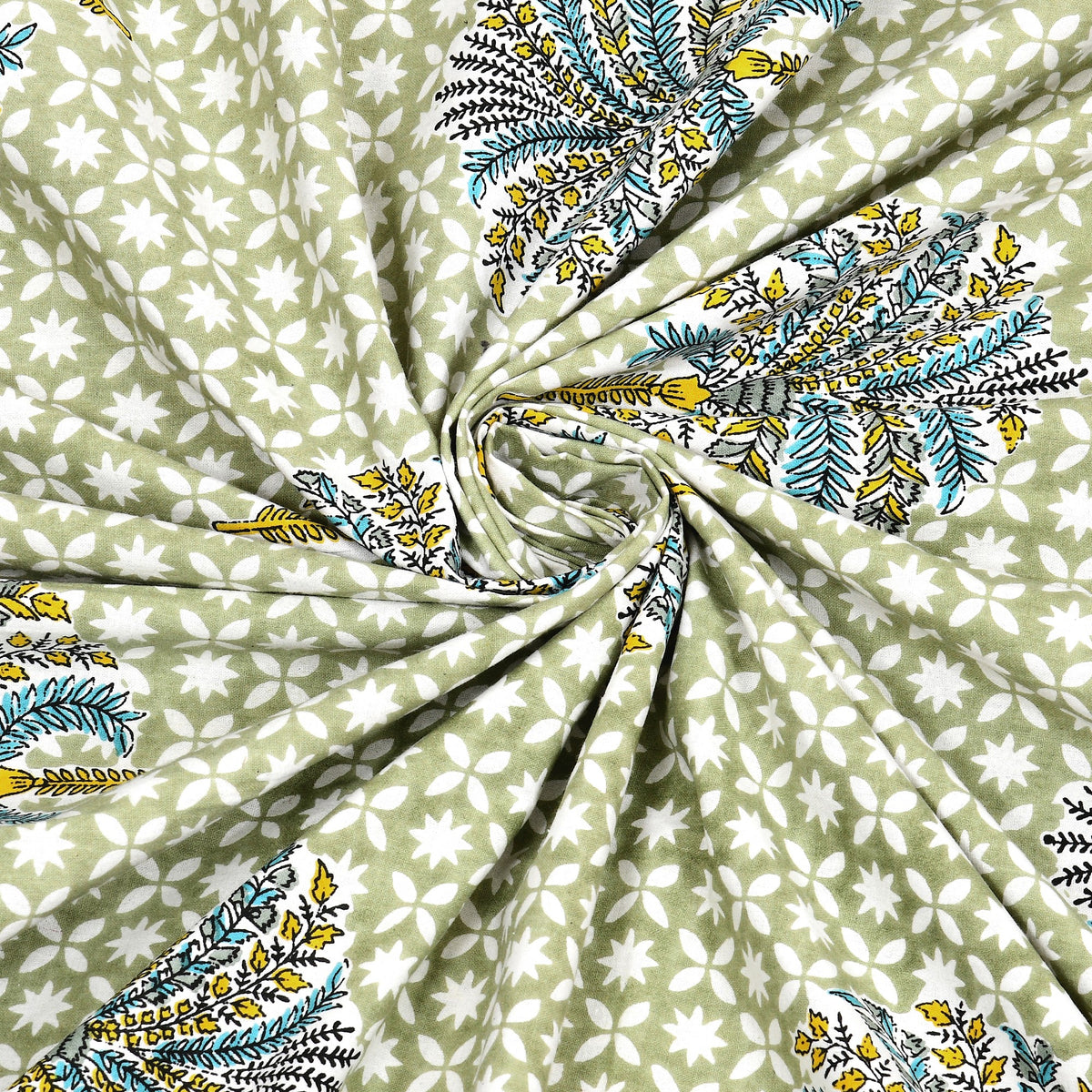 Mint Green Palm Buta pure cotton double bedsheet 90x108 – Unnati collection – view 6