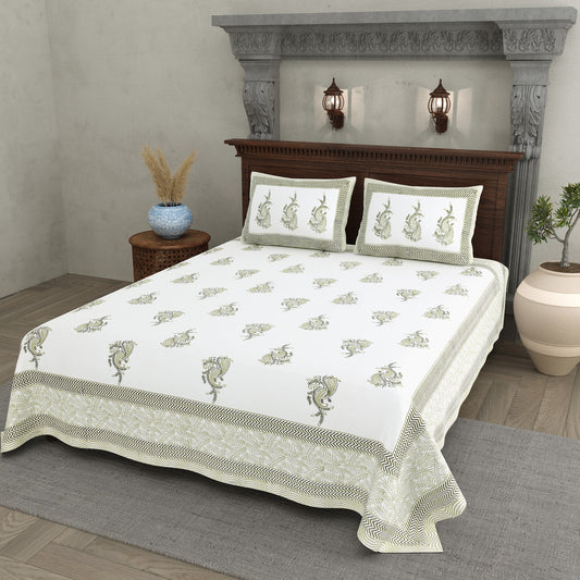 Moti Buta Sage Big Buta Cotton Double Bedsheet 90x108 with 2 Pillow Covers Bedsheet 1N5RChM86ORW4KVUGhszlGxOGkeY83RbT_w2000