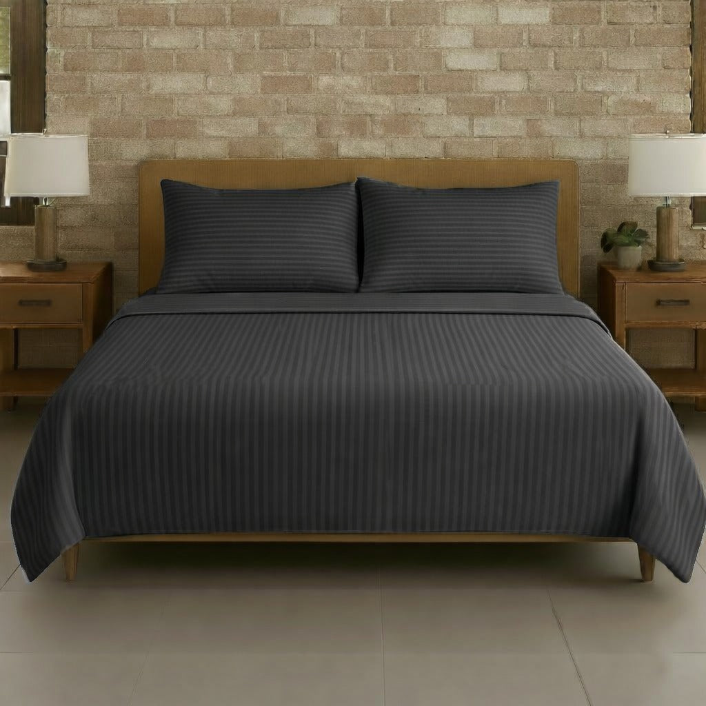 Plain Cotton Satin Stripe Double Bedsheet 93x108 with Pillow Covers | 10 Colours | Wholesale Charcoal Grey Bedsheet 1N9R4EOA66OlebrJLz_UVO6mlfHis7xXL_s0