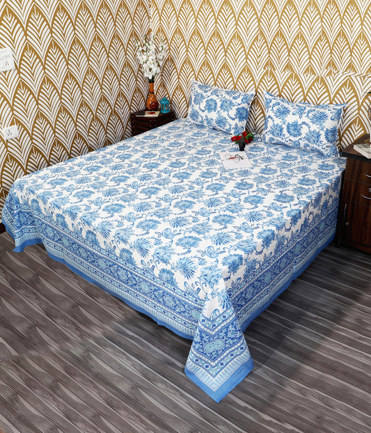 Bagru Mahal Blue Floral Jaal Cotton King Size Bedsheet 108x108 with 2 Pillow Covers Bedsheet 1NQHpG5Dg0YPUNMe-hNIsSc_ds87X_tso_w2000