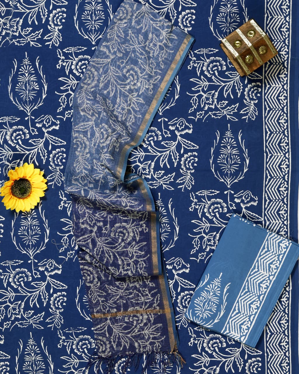 Indigo Mughal Buta Hand Block Print Cotton Suit with Kota Doria Zari Dupatta – Unstitched 3 Piece Suit Material 1NcULXlB-3a4FtvDpk6HDAEKOB6UxAYm__w2000